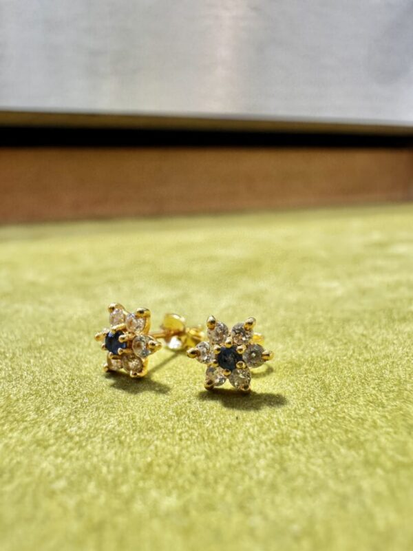 Boucles d'oreille oxyde et saphir or 18 carats
