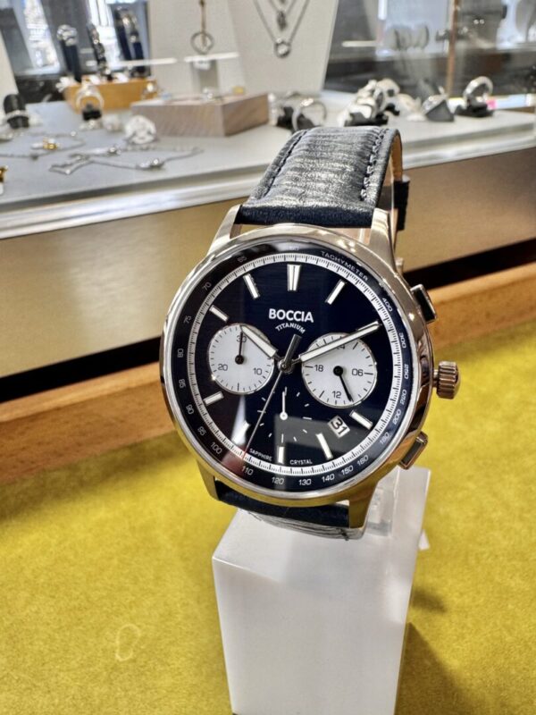 Montre allemande Boccia titane verre saphir bleu marine – Image 2